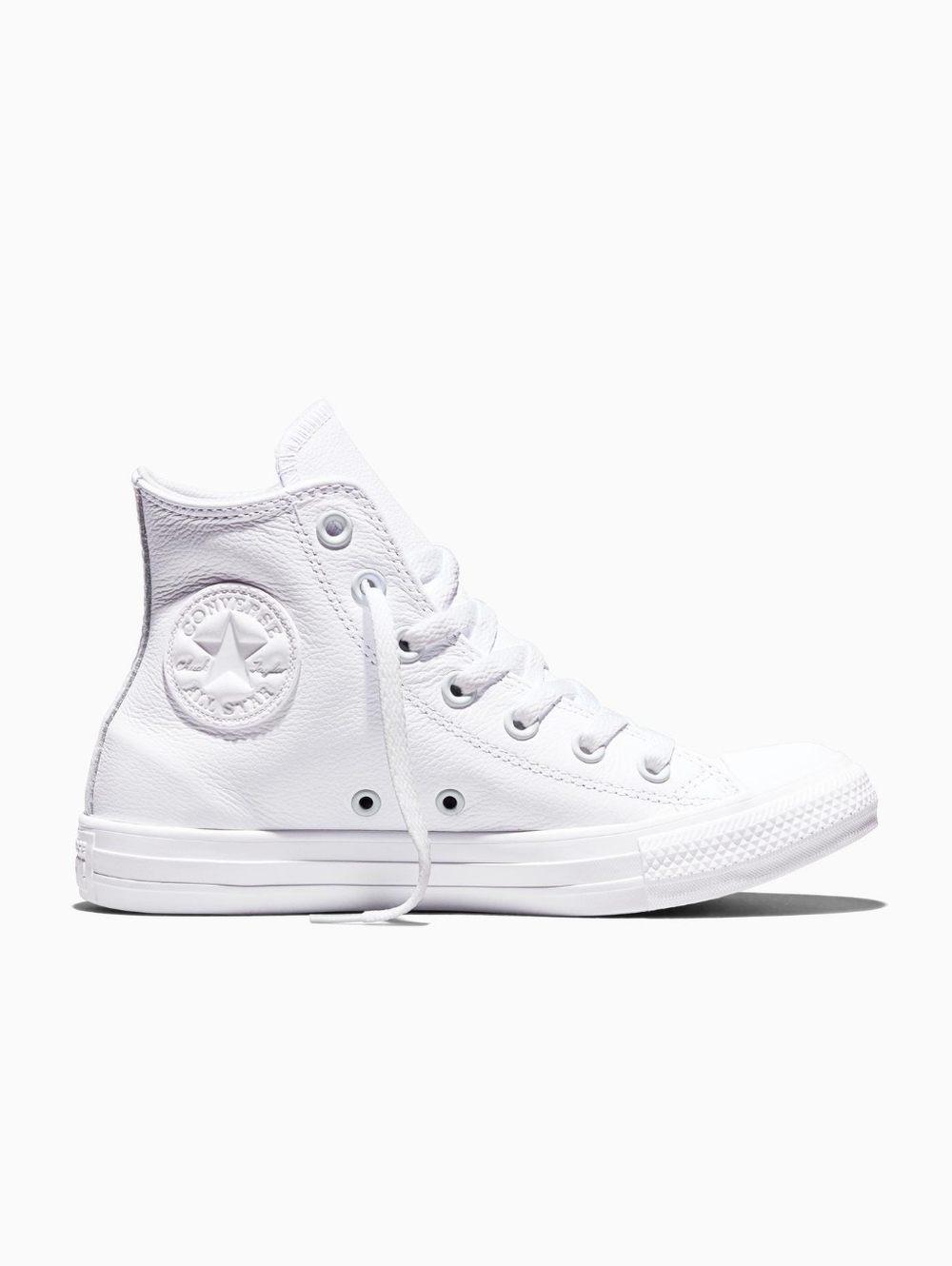 Converse All Star Chuck Taylor White Leather Sneakers High Top Women's 7 Men's 5 - Picture 8 of 9